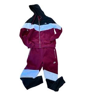 Nike two piece colorblocking matching set maroon and white